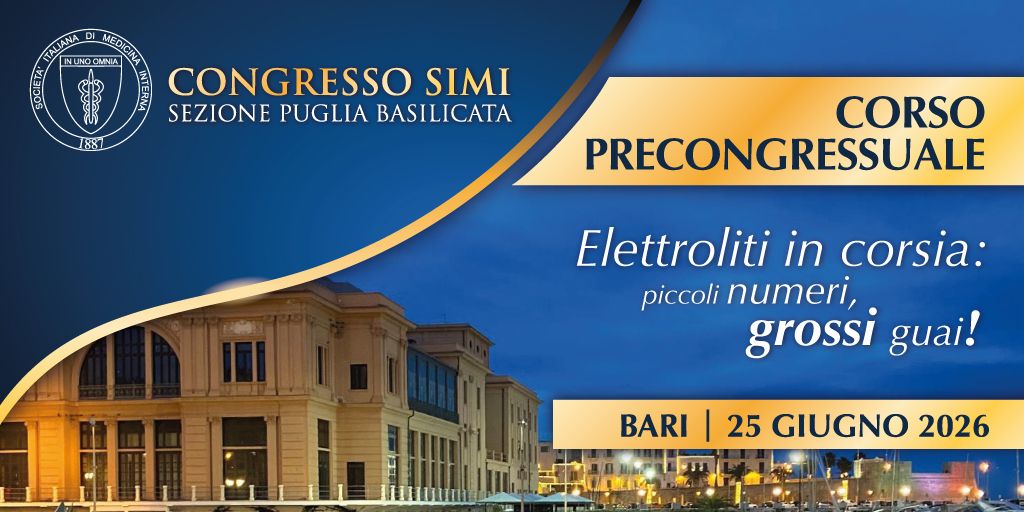  APERTURA ISCRIZIONI CORSO PRECONGRESSUALE SIMI SEZIONE PUGLIA BASILICATA 25-26 GIUGNO 2026, BARI