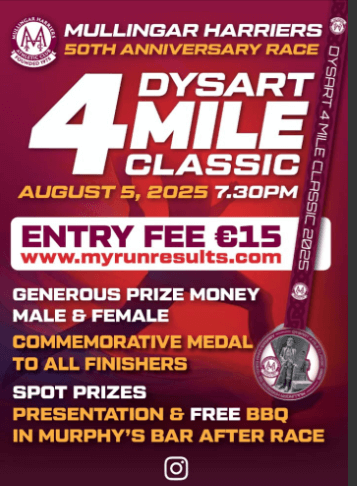 Mullingar Harriers AC Dysart 4 Mile Classic 2025