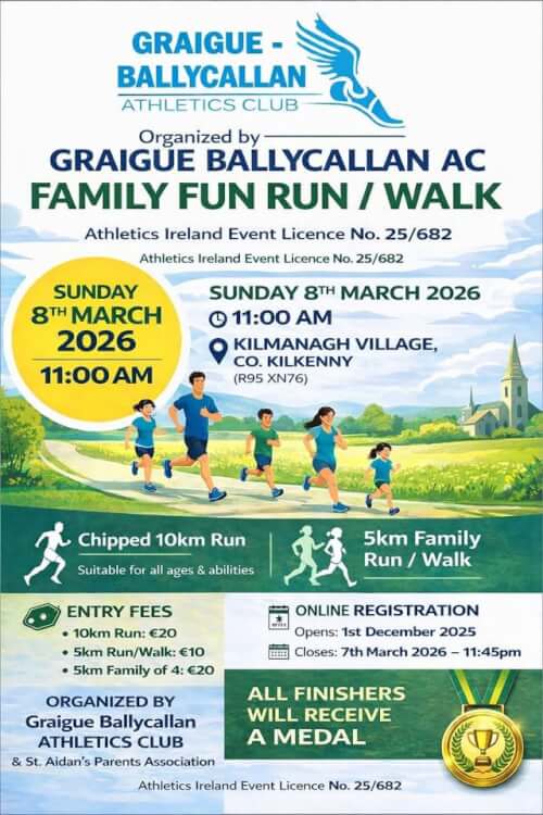 Graigue Ballycallan AC, family fun run/walk