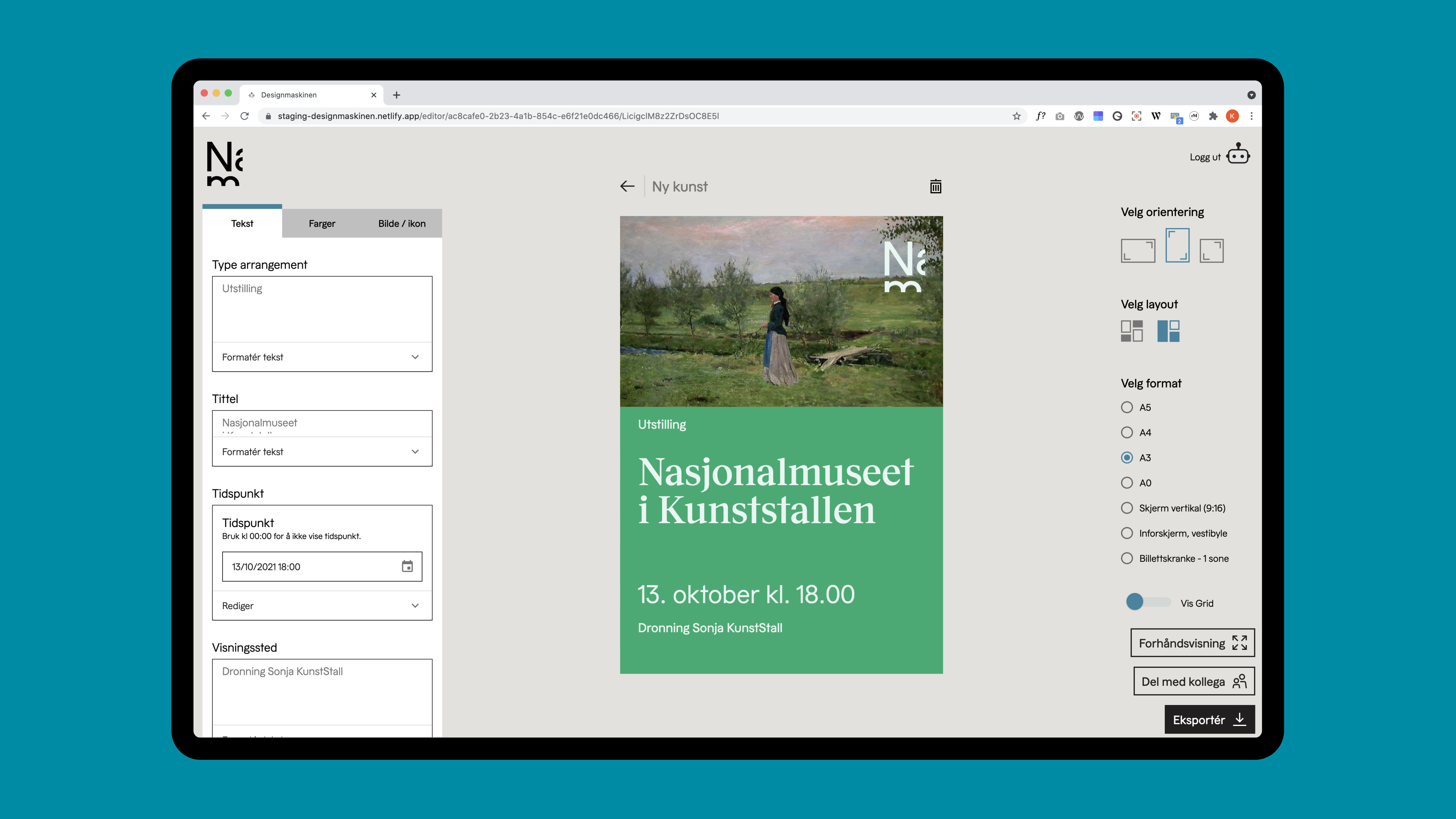 Bilde fra Nasjonalmuseet av maskinen i arbeid