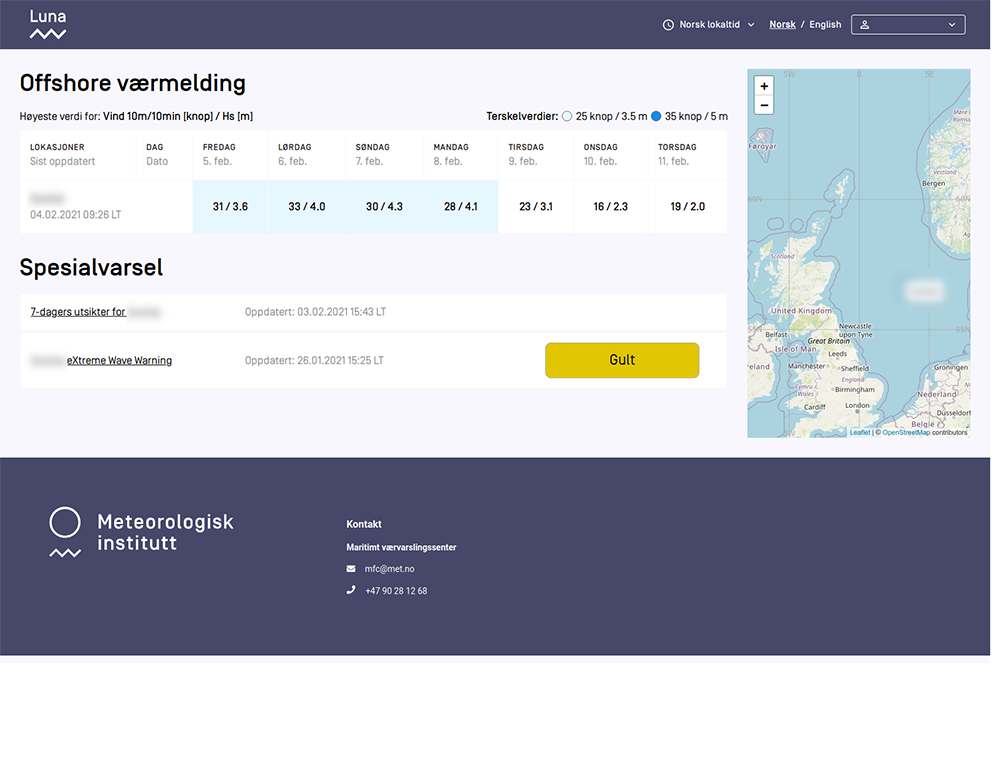 Skjermbilde fra verktøyet vi har laget