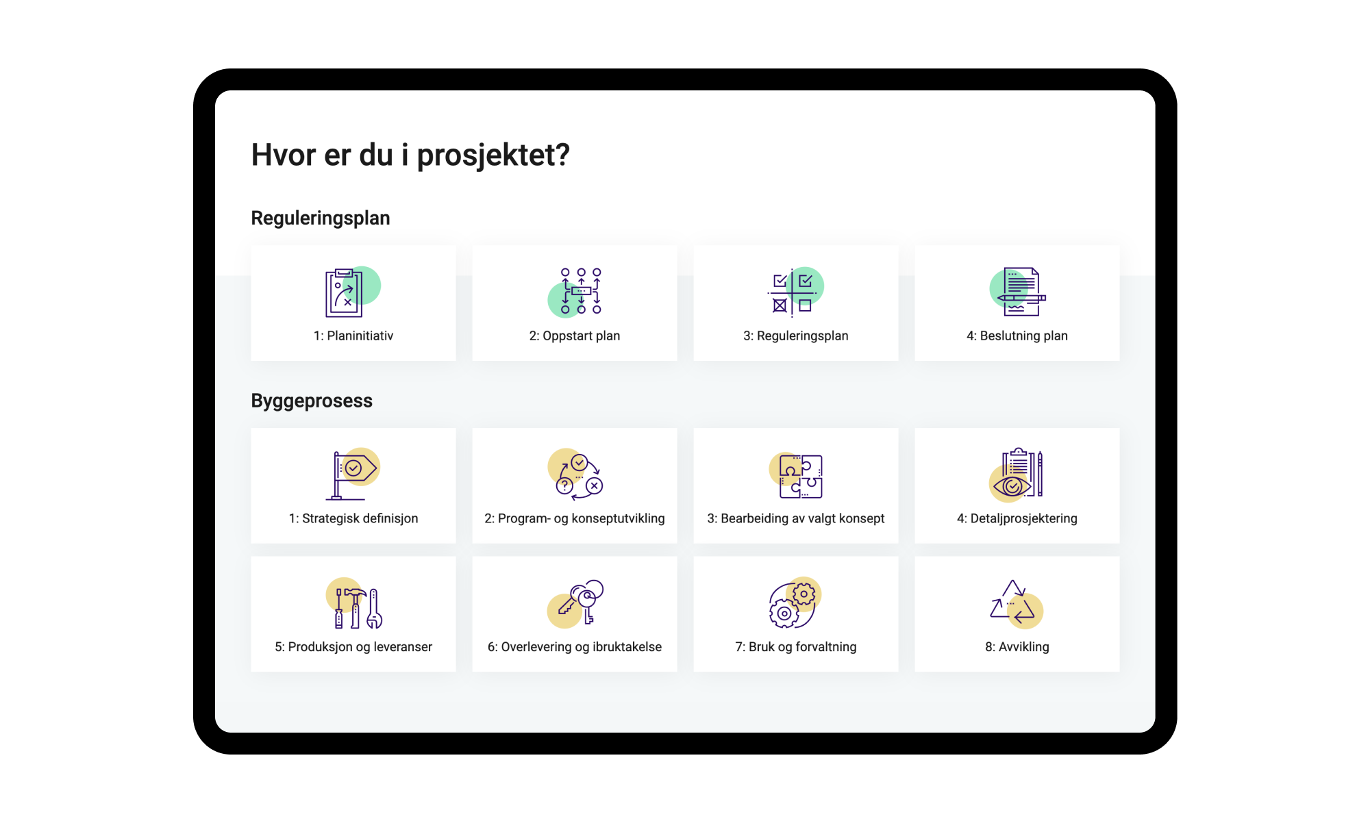Viser steg i byggeprosessen
