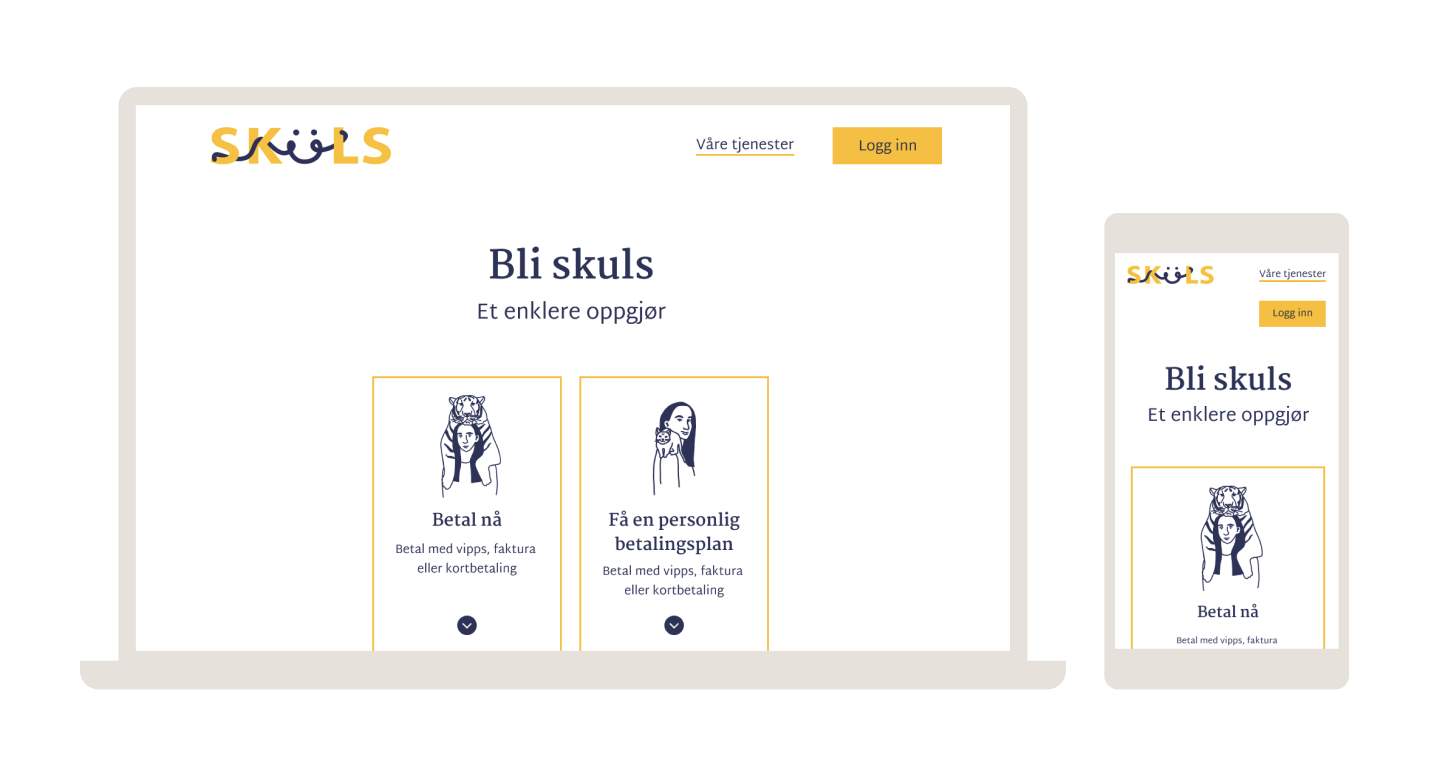 Bilde av Skuls nye forside på desktop og mobil