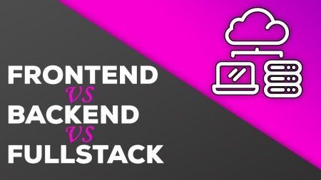 Illustrasjon med teksten frontend vs backend vs fullstack