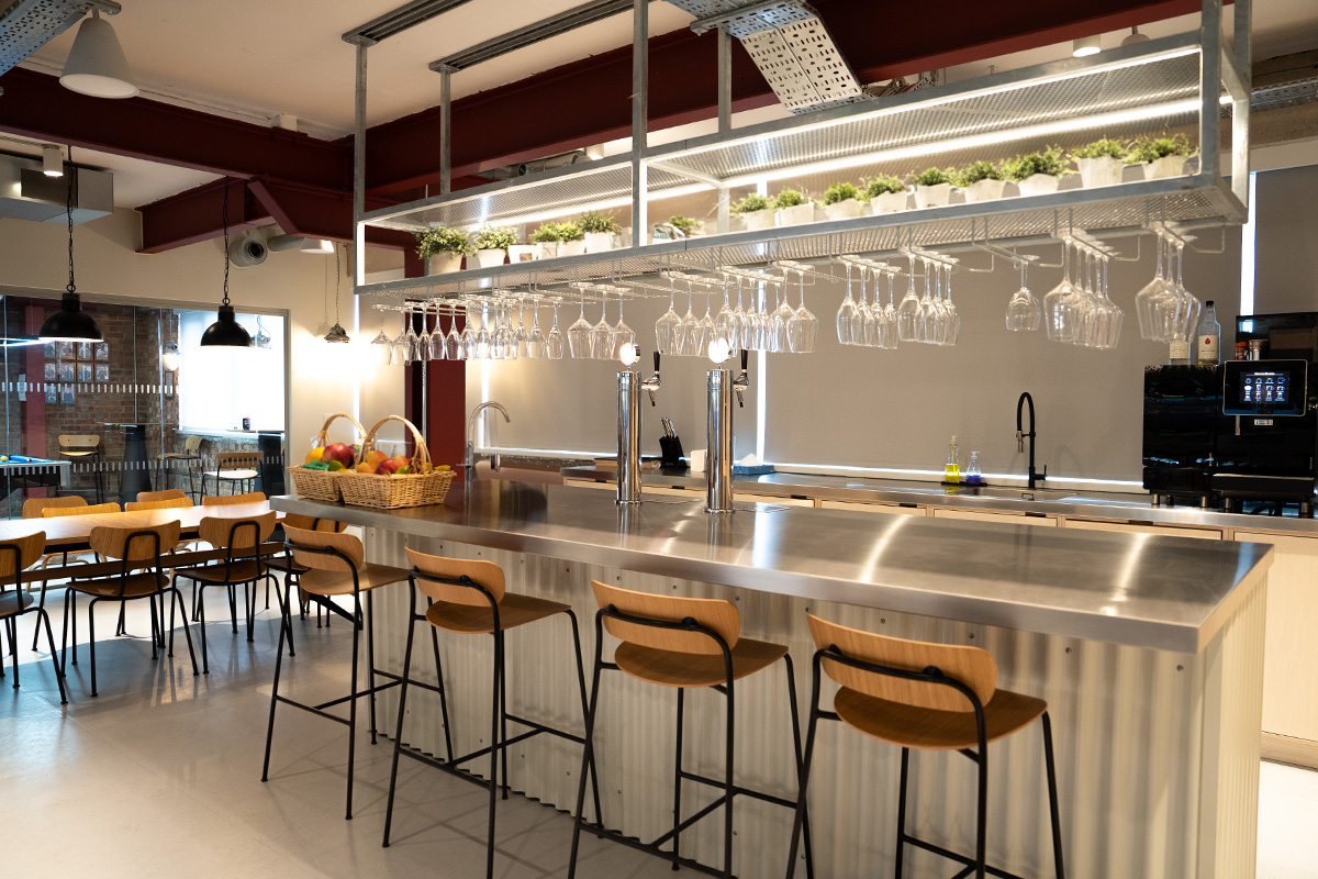 Our office kitchen with recycling and waste-segregation facilities.