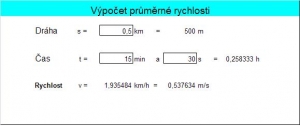 Výpočet průměrné rychlosti