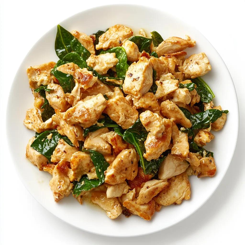 Chicken and Spinach Breakfast Scramble — plated and ready to serve