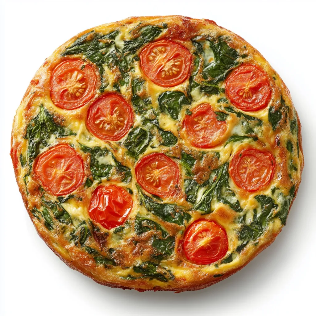 Spinach and Tomato Frittata — plated and ready to serve