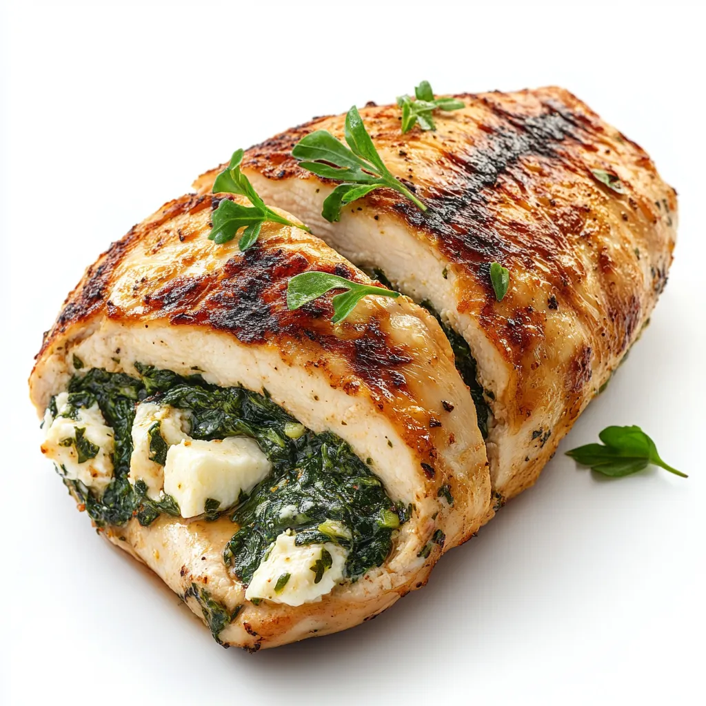 Spinach and Feta Stuffed Chicken Breast — plated and ready to serve