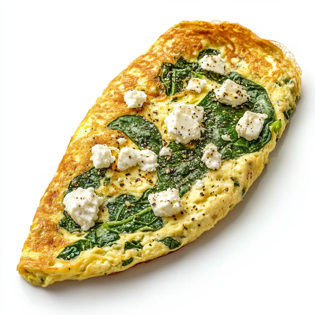 Spinach and Feta Omelette — plated and ready to serve