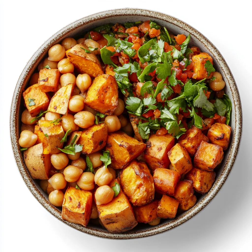 Spicy Chickpea and Sweet Potato Snack Bowls