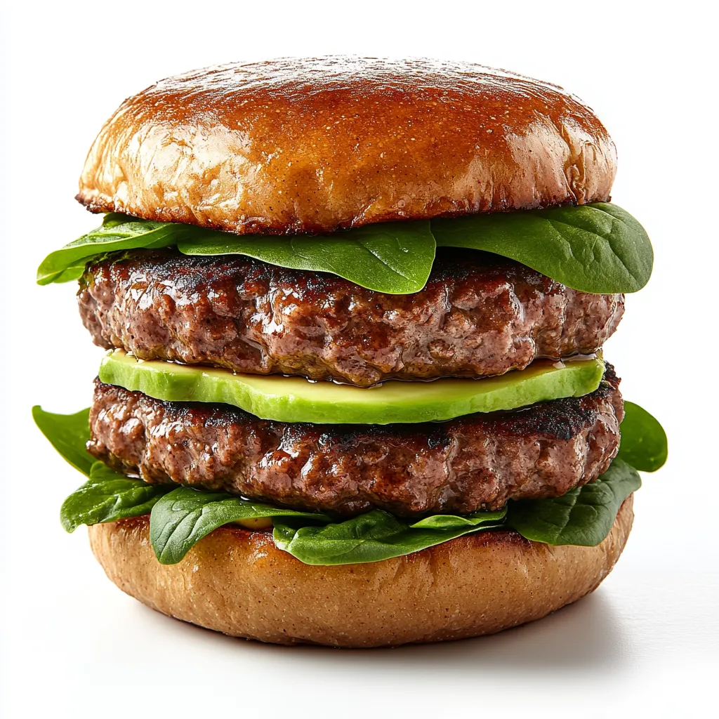 Almond Flour Beef Burgers with Spinach and Avocado
