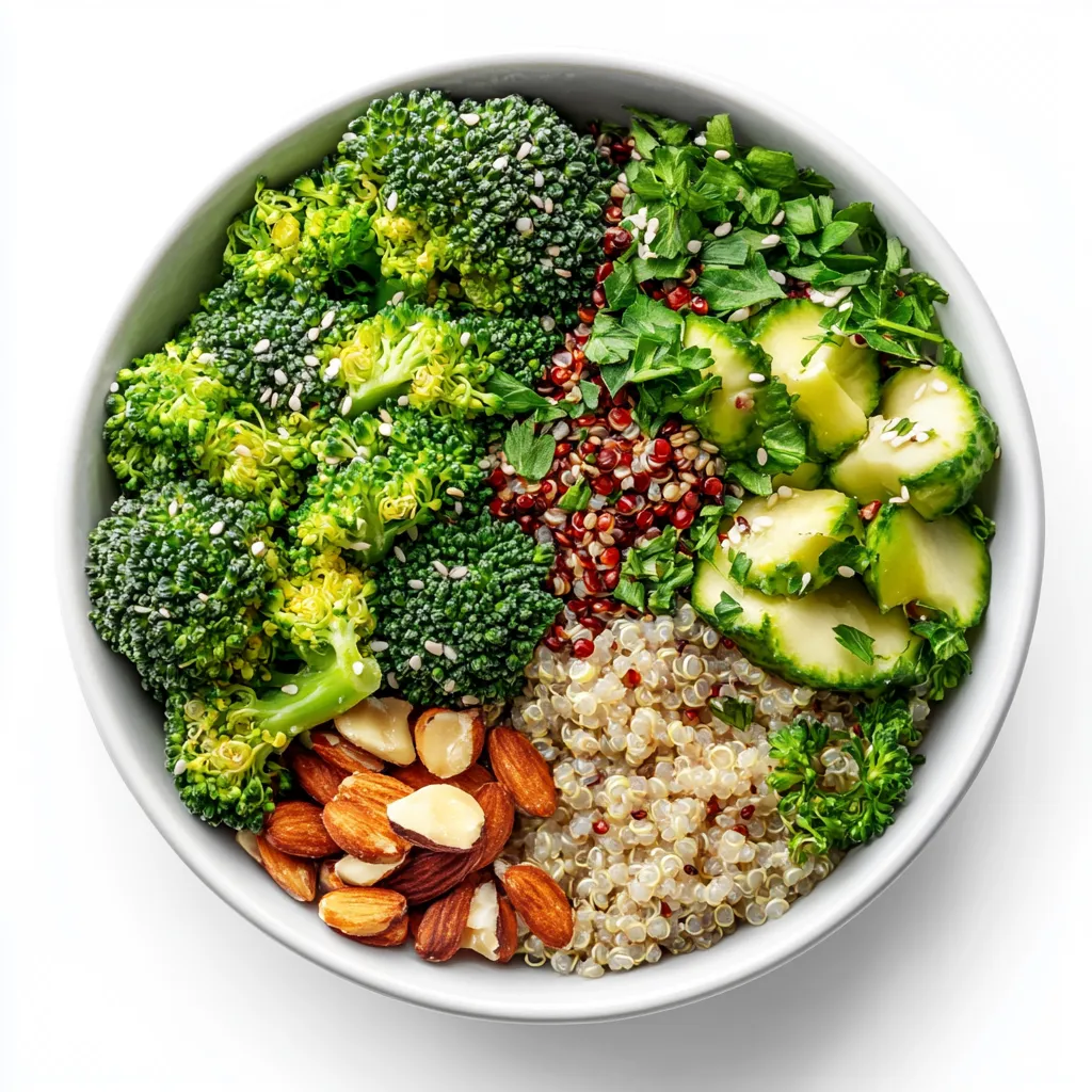 Broccoli and Quinoa Power Bowl — plated and ready to serve