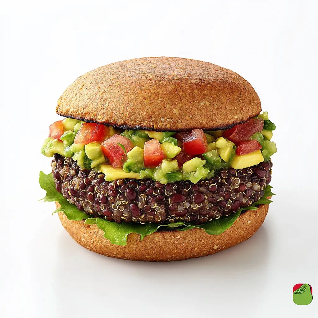 Quinoa Black Bean Burger with Avocado Salsa