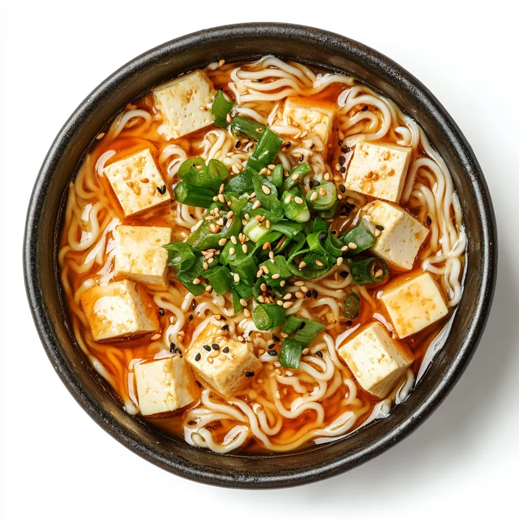 Miso and Tofu Noodles — plated and ready to serve
