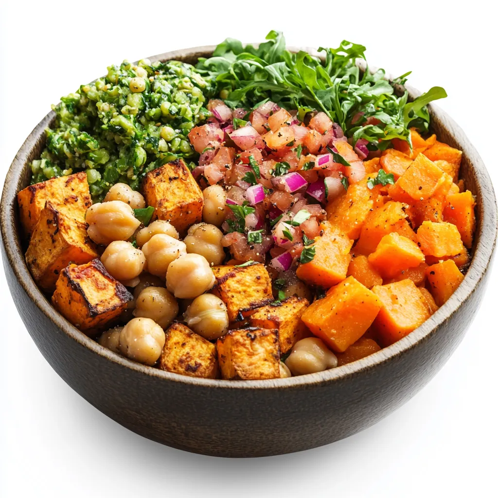 Chickpea and Sweet Potato Power Bowl — plated and ready to serve