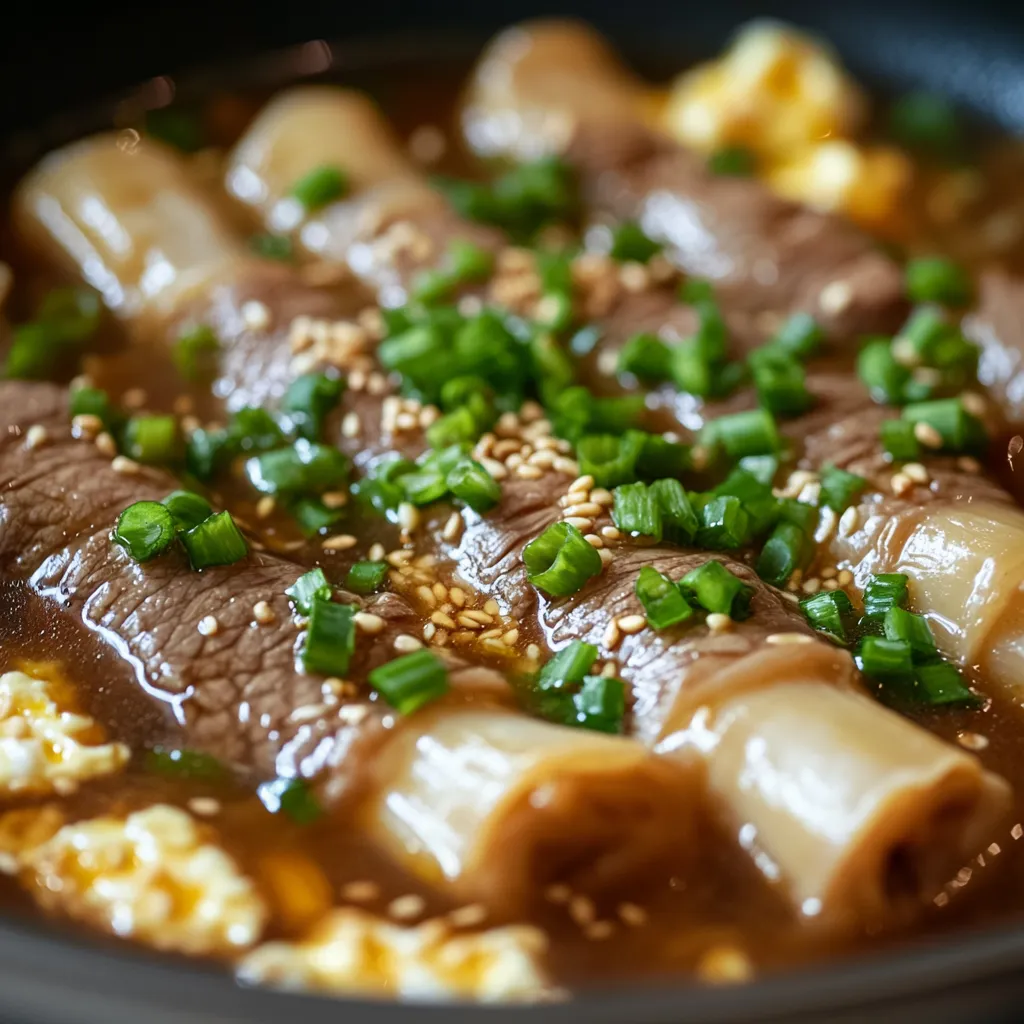 Beef and Enoki Mushroom Rolls — plated and ready to serve