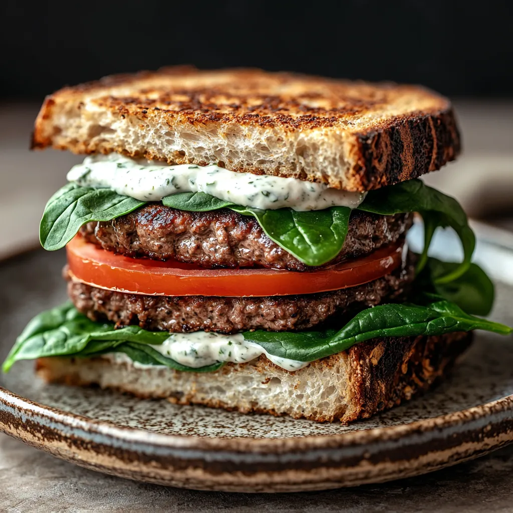 Healthy Beef & Spinach Burger