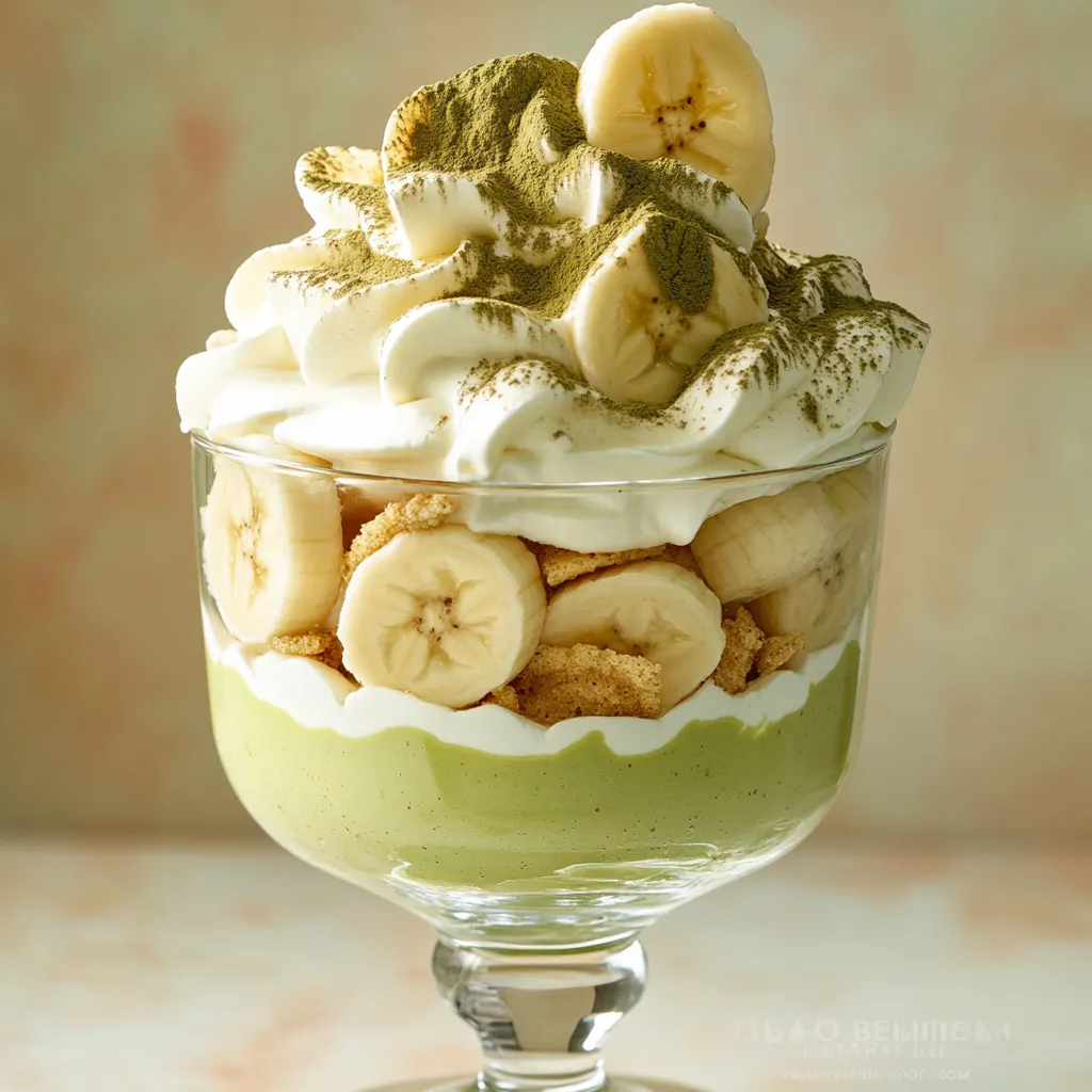 Banana Pudding Matcha Latte — plated and ready to serve