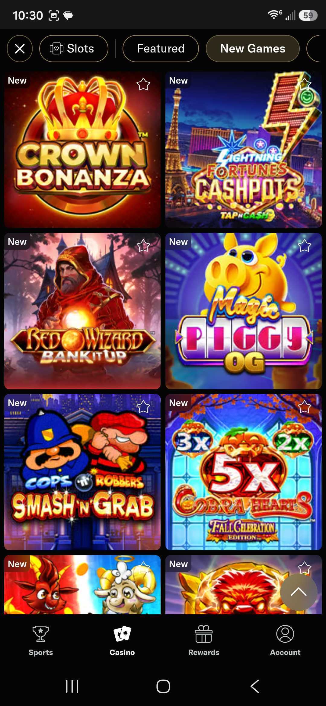 BetMGM Casino mobile app New Games screen showing newly added slot titles