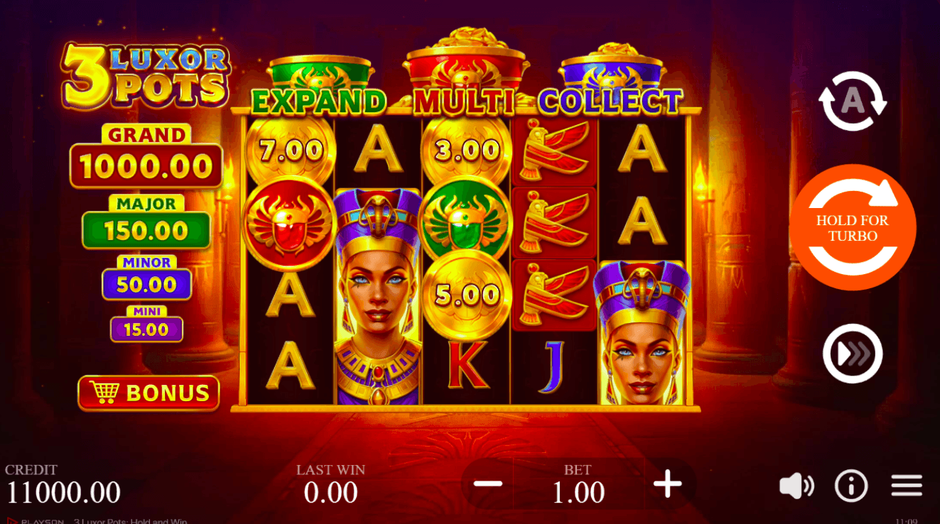 3 Luxor Pots Hold and Win 3 Luxor Pots Hold and Win