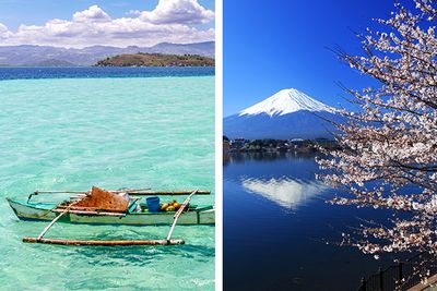 twin-centre holiday skiing in Japan before visiting desert islands in the Philippines 