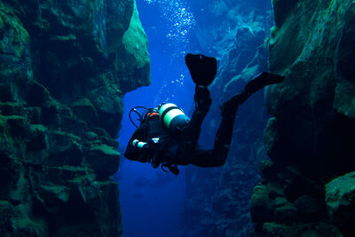 Diver in the Silfra Strait