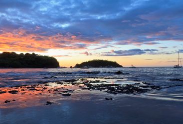 Papagayo Beach and Boats at Sunset, Costa Rica