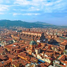 An aerial shot of Bologna