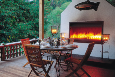 Huka lodge fireplace