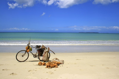 bike on a beach in zanzibar