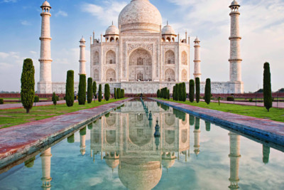 Reflection of Taj Mahal in Agra