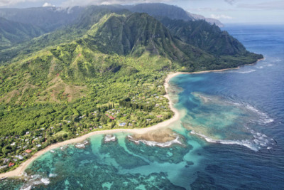 aerial view of napali coast in Kauai