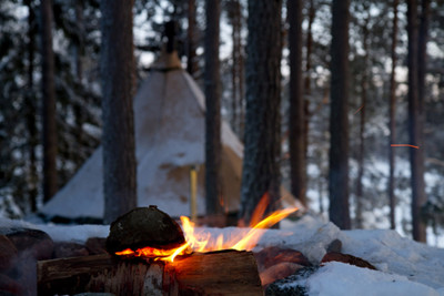Camp Fire in Swedish Lapland