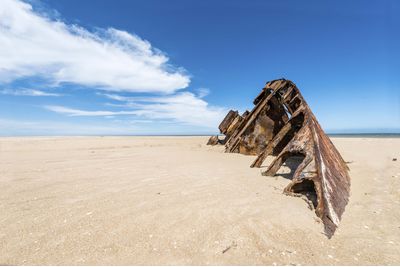 A rusty barge on El Barco Beach, Uruguay