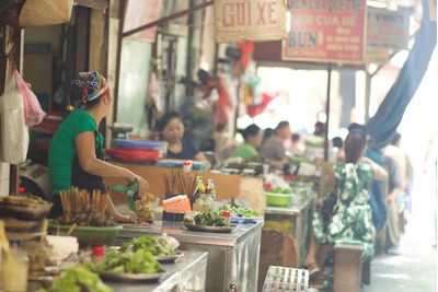 Street food market in Hanoi's Old Quarter