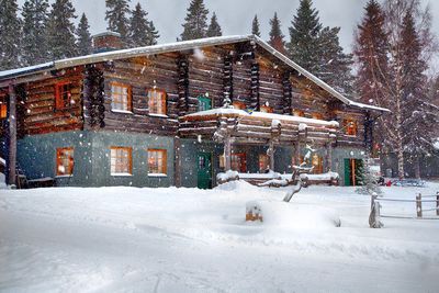 the snowy exterior of Brandon Lodge