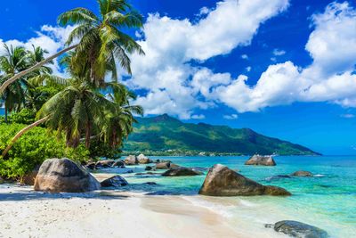 A tropical beach in Mahe, Seychelles