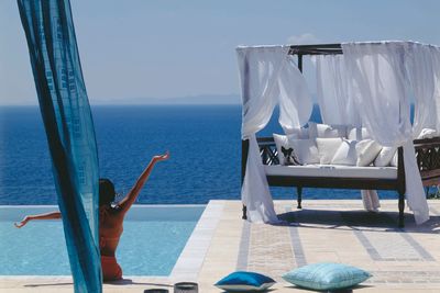 sun bathing on private terrace