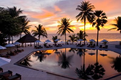sunset at the pool