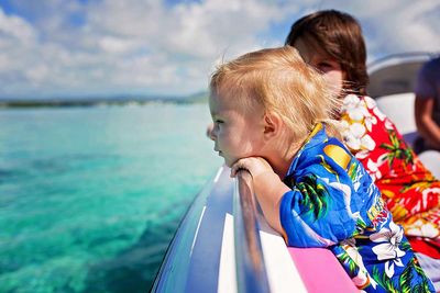 Maldives toddler on boat