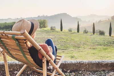 woman relaxing tuscany