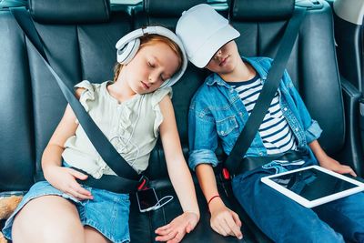 children asleep car