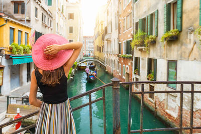 woman venice canal