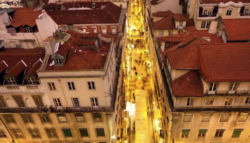 Aerial of Lisbon at night