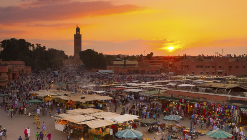 Sunset over market in Marrakesh