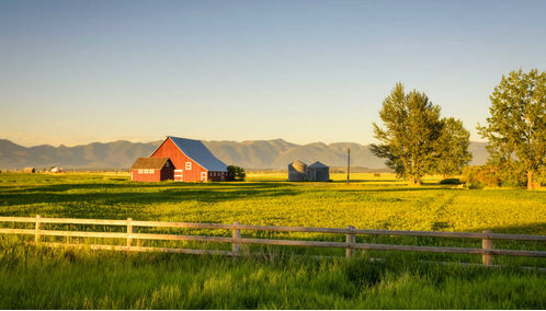 A barn in a field