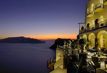 Caesar Augustus hotel at night, luxury hotel in Italy