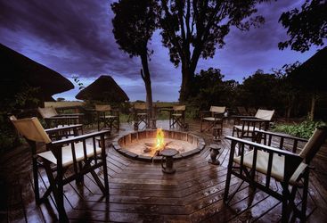 Camp fire at Lebala Camp, luxury camp in Botswana