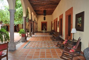The terrace at Posada Hidalgo, luxury hotel in Mexico